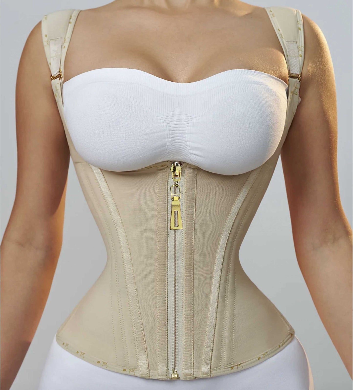 TIKHOT zipper double-bone tight-fitting waist-cinching body shaping top, abdominal cinching latex body shaping vest