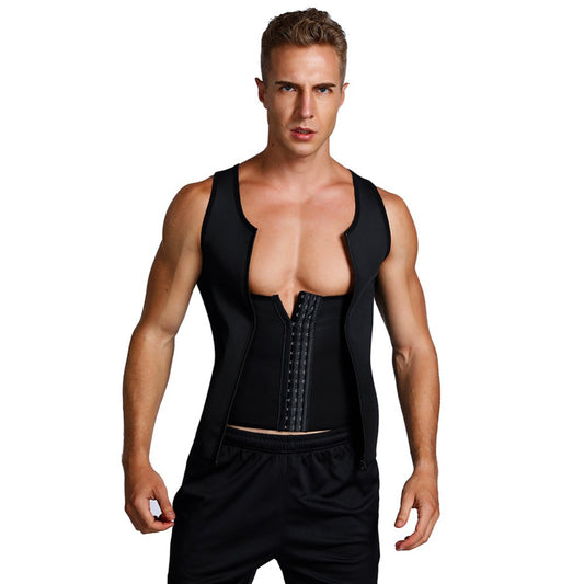 Men's plus-size sauna suit waistcoat corset neoprene bodysuit shapewear