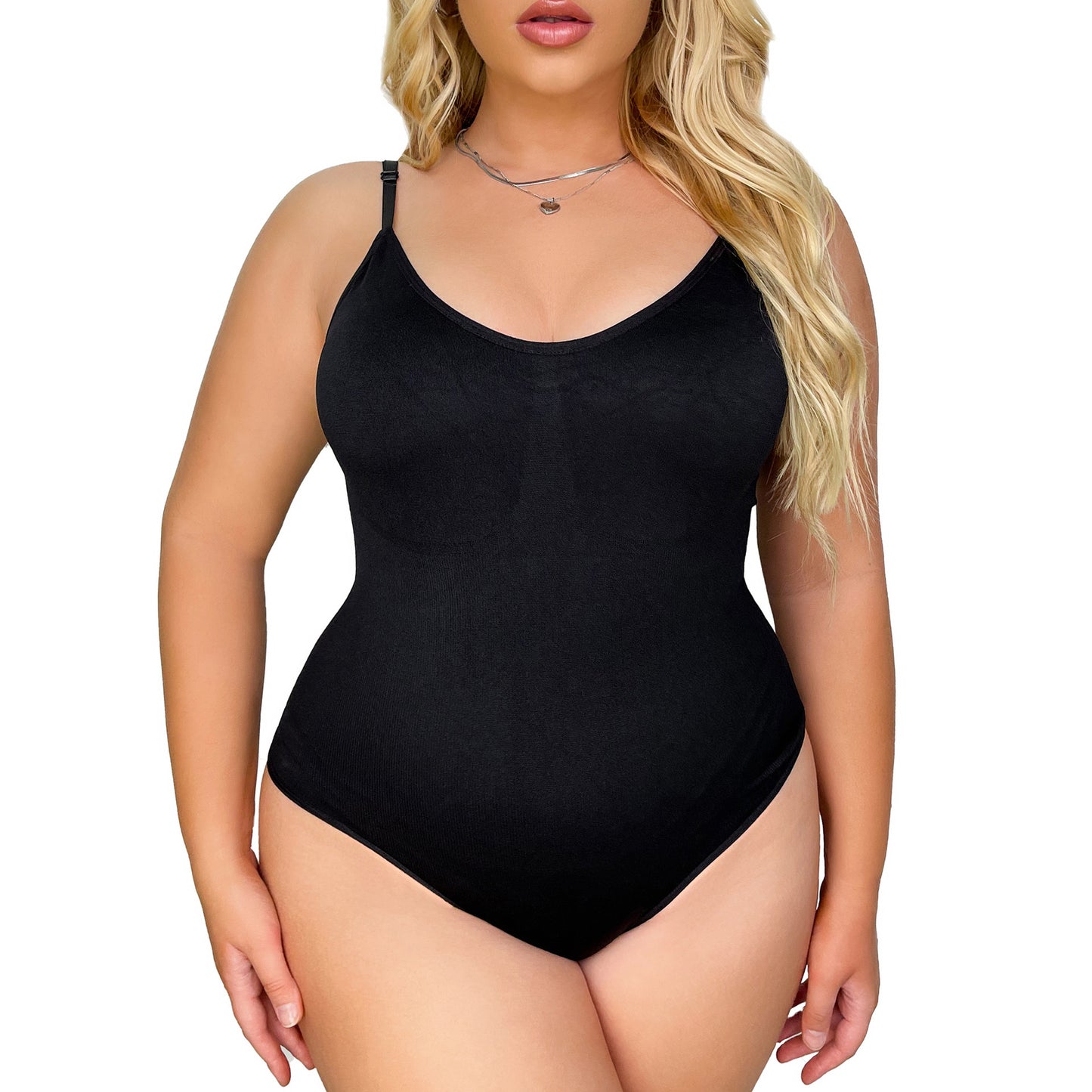 Plus-size thong, seamless body-shaping garment, halter top, abdominal cinching corset, and body-shaping jumpsuit