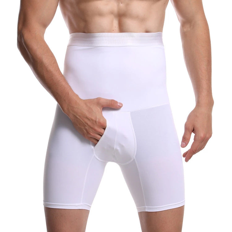 Direct supply men's belly tightening pants, high-waisted solid color stretch men's shaping pants