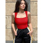 Women's U-neck sleeveless vest tight jumpsuit