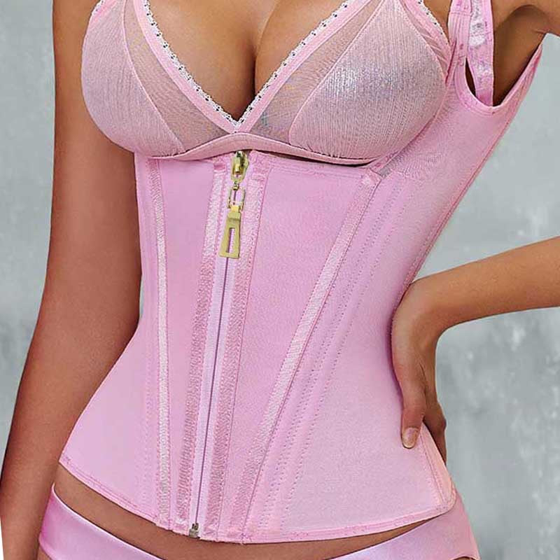 TIKHOT zipper double-bone tight-fitting waist-cinching body shaping top, abdominal cinching latex body shaping vest