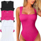 Women's U-neck sleeveless vest tight jumpsuit