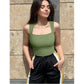 Women's U-neck sleeveless vest tight jumpsuit