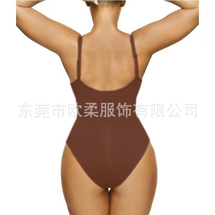 Plus-size thong, seamless body-shaping garment, halter top, abdominal cinching corset, and body-shaping jumpsuit