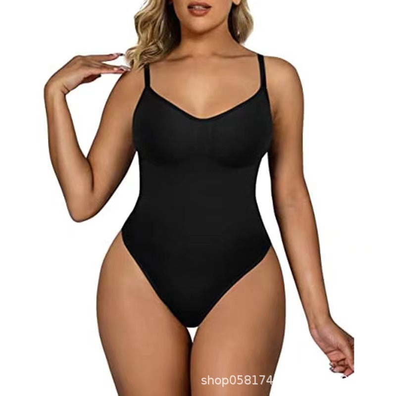 Plus-size thong, seamless body-shaping garment, halter top, abdominal cinching corset, and body-shaping jumpsuit