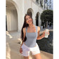 Women's U-neck sleeveless vest tight jumpsuit