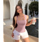 Women's U-neck sleeveless vest tight jumpsuit