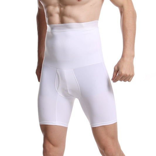 Direct supply men's belly tightening pants, high-waisted solid color stretch men's shaping pants