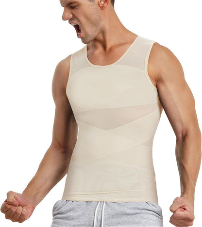 Men's body shaping top, double-layer mesh vest, waist and abdomen cinching fitness body shaping top
